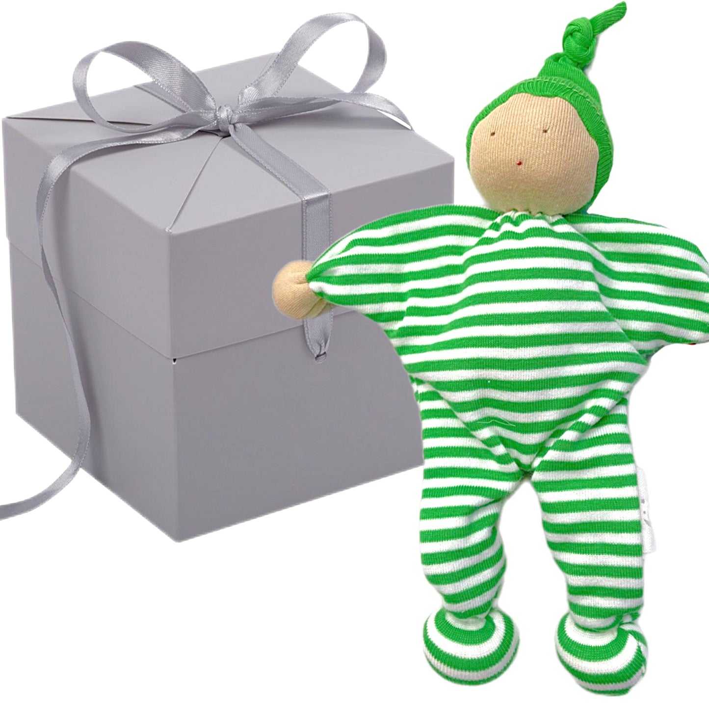 GOTS upcycled comforter (green) in gift box