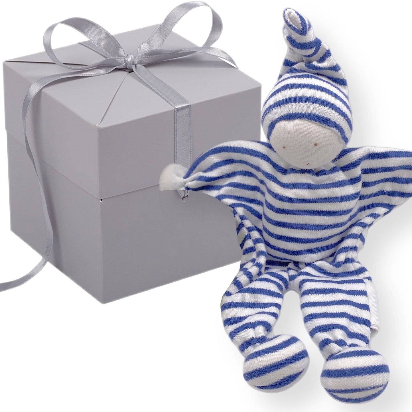 GOTS upcycled comforter (blue) in gift box