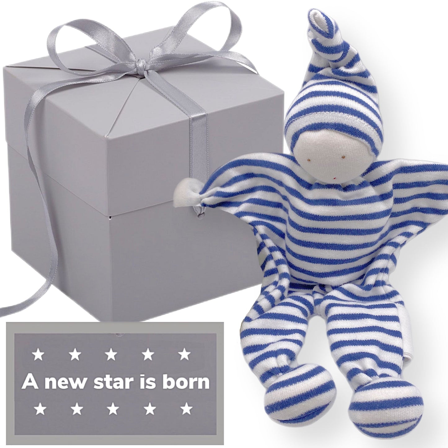 GOTS upcycled comforter (blue) in gift box