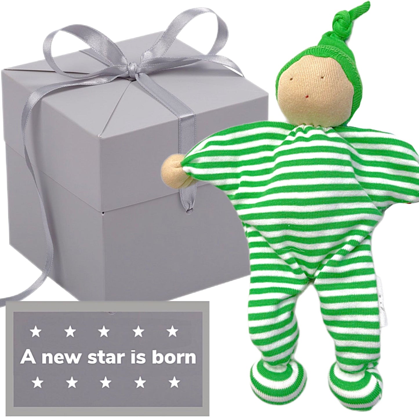 GOTS upcycled comforter (green) in gift box