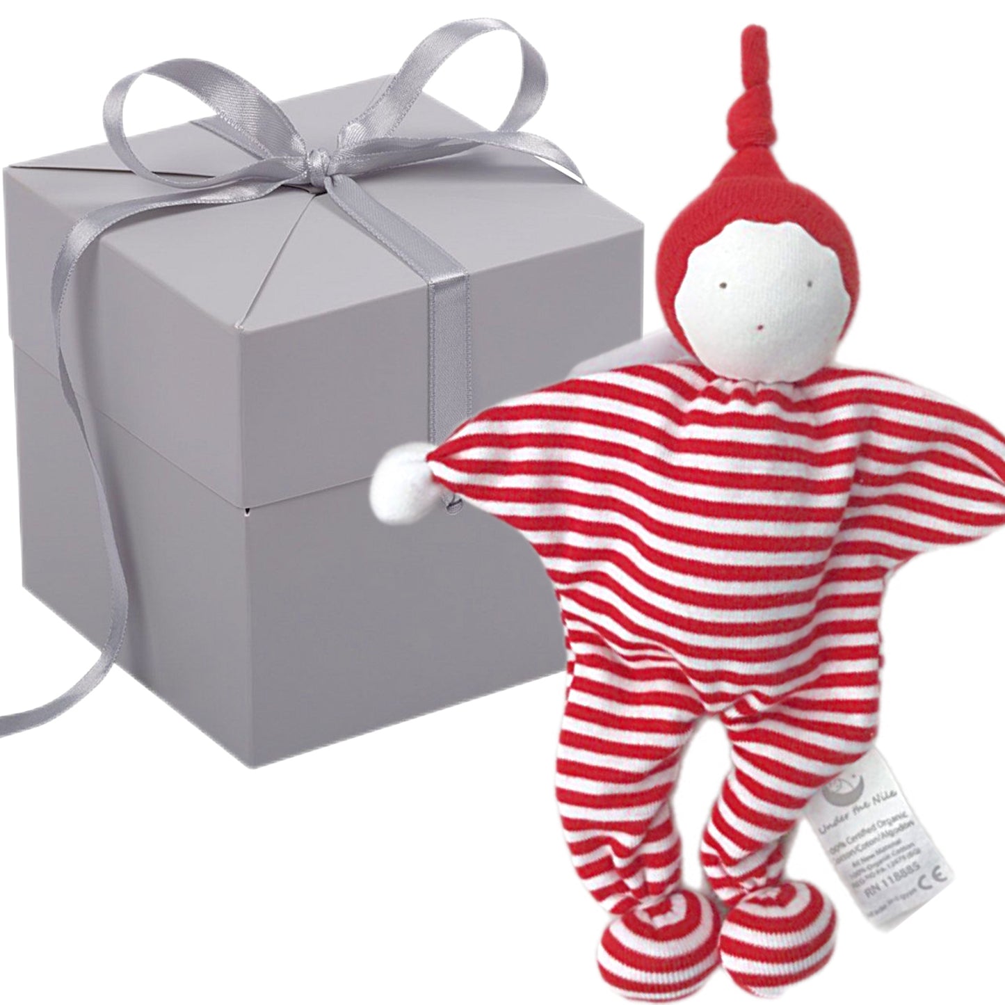 GOTS upcycled comforter (red) in gift box